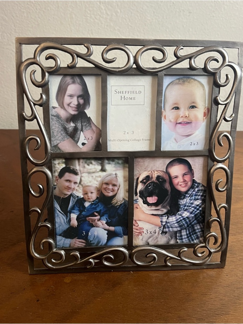 Sheffield Home Matt Silver Scroll Five Opening Photo Frame Collage 3x4 2x3